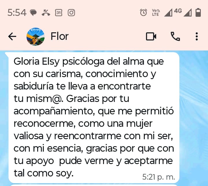 Mensaje de una consultante sobre el reconocimiento de su valor personal